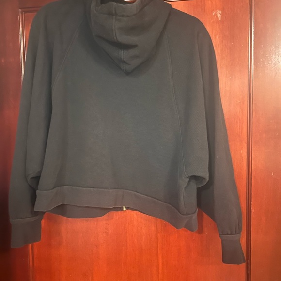 Madewell MWL Airyterry Full Zip Up Jacket/ Hoodie Black/White Trim Sz. Medium - Picture 2 of 3